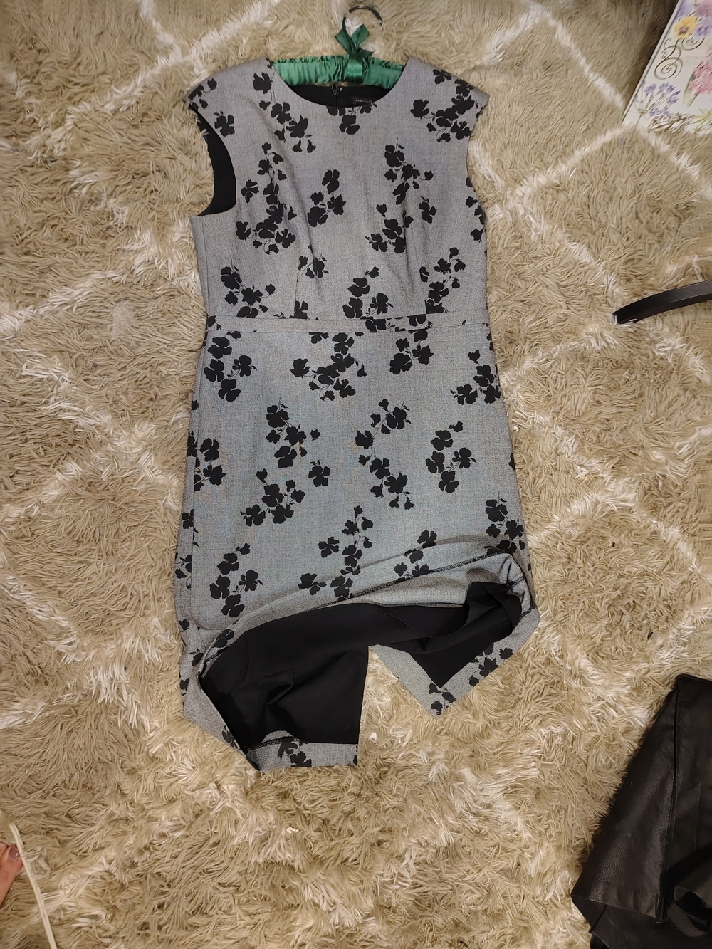 Ann Taylor Gray Midi Dress with Black Floral Print - Picture 13 of 13